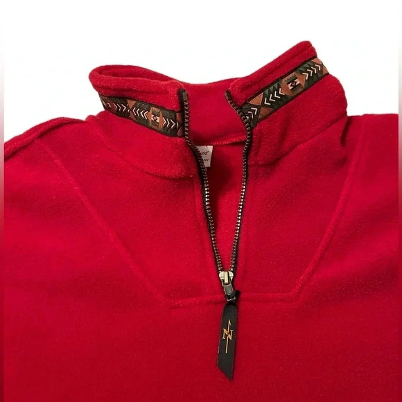 Vintage True North Men's Bright Red 1/4 Zip Fleece Jacket Medium Canada EUC - Picture 4 of 14
